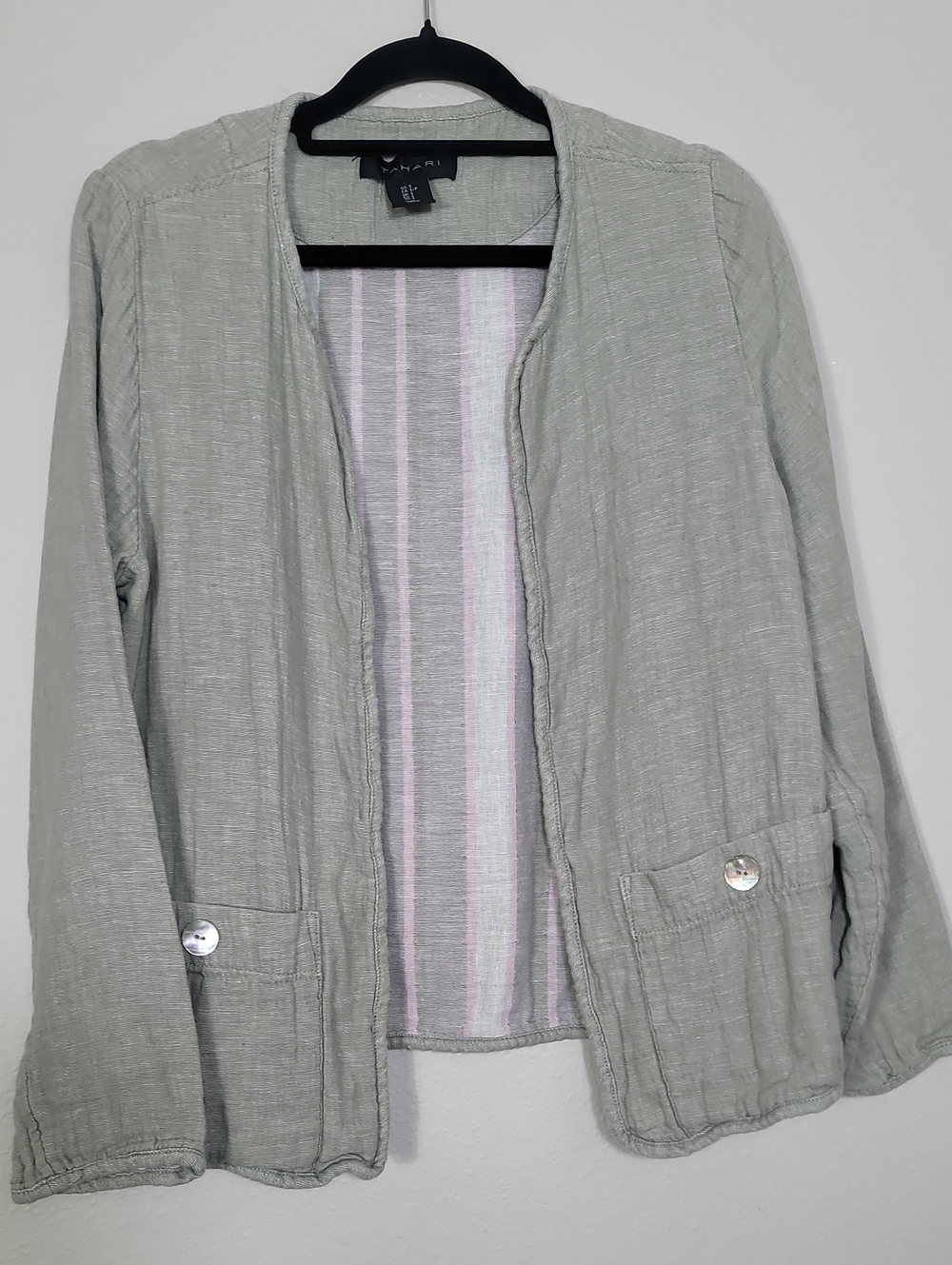 Tahari Linen Blend Open Jacket Cardigan Size Small